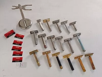 Lot Of 17 Vintage Gillette Safety Razor With Stand • $10.49