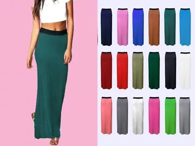 Womens Plain Gypsy Long Jersey Ladies Maxi Skirt Size Uk 8-26 • £6.49