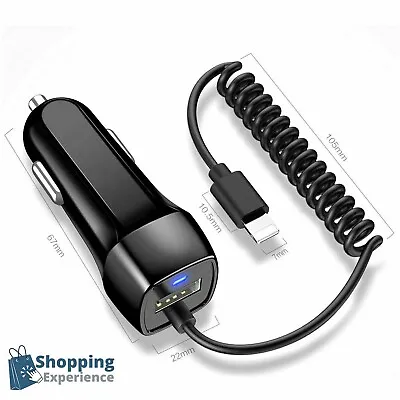 Car Charger LED Cable For IPhone 11 12 XS X XR 8 7 6 DC12-2V 2.1A Fast Charging • £4.99