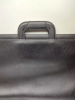 HAZEL Black Briefcase Document Bag 3 Pockets Center Zips Closed Flat • $13