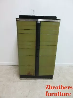 1940s Art Deco Dental Cabinet Industrial Medical Chest Dresser Green Stain • $899