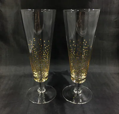 Bubbly CHAMPAGNE GLASSES/GOBLETS W/ Real Gold 12oz Pilsner/Beer (2) By FLOOR | 9 • £7.67