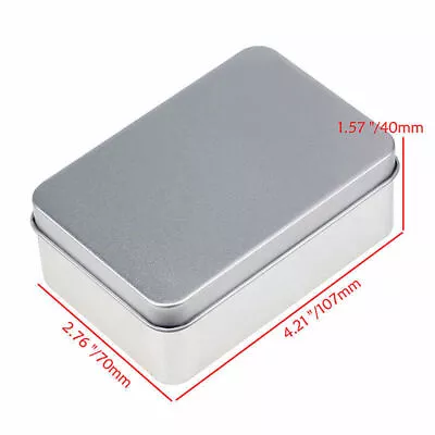 Small Silver Metal Tin Box Empty Storage Box Money Coin Key Storage Container • $7.72