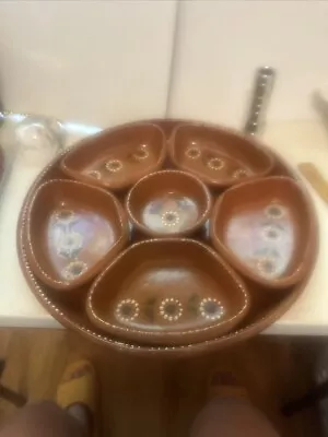 Mexican Pottery Large Appetizer Tray Serving Dishes Platter Dish 7 Piece Set 12  • $65