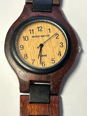 Working  Ladies Brown Wood Tense Quartz Watch GC • $18