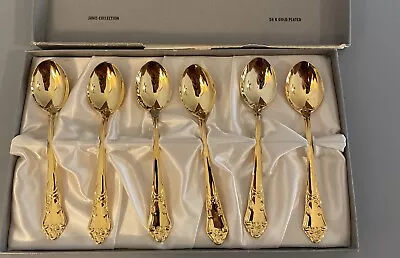 Vintage Janis Collection 24k Gold Plated Demitasse Spoons Sweden Made - Set Of 6 • $0.99