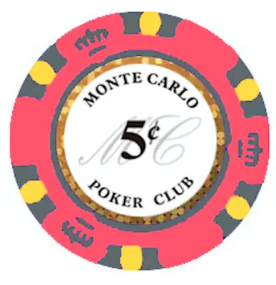NEW 100 Pink 5¢ Cent Monte Carlo Smooth 14 Gram Clay Poker Chips Exclusive  • $39.99