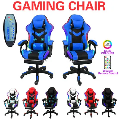 Gaming Chair PU Leather Office Seat Recliner Chair W/LED Light • $101.70