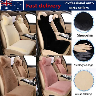 Soft Fur Car Seat Covers Full Set Faux SheepSkin Plush Cushions For Sedan Truck • $92.95