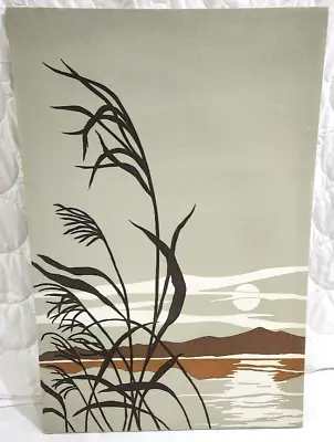 VTG Marushka ART Print Fabric Framed Screen Print Water Sunset Nature 24 X 36 • $997