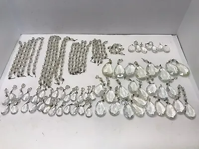 $64.95 • Buy Old Chandelier Crystals Mixed Lot 85 Pcs Prisms Glass Crystal Chandelier Parts