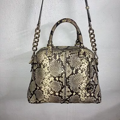 MICHAEL KORS Uptown Gold Stud Python Embossed Leather Multi Convertible Bag • $9.55