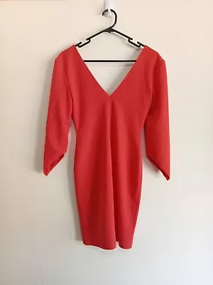 ELLE ZEITOUNE Orange 3/4 Sleeves Pencil Dress Size 6 • $14.99