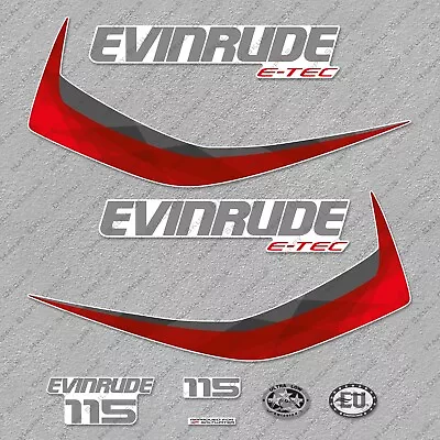Evinrude 115 Hp ETEC V4 2015 Outboard Engine Decals Sticker Set White Cowl • $53.95