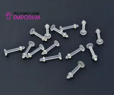 £2.39 • Buy 16g Bioflex Clear Labret Retainers With  O  Ring Tragus Helix Lip Cartlidge Lobe