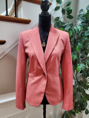 $49 • Buy Zara Women's Pink Solid Polyester Single Breasted Long Sleeve Blazer Size 8