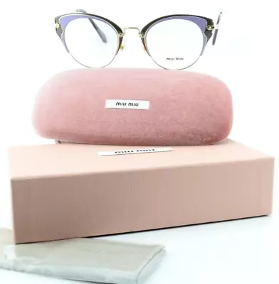 MIU MIU Glasses VMU 52P 48-23 145 U67 1O1 Purple Lite Gold Cat Eye Panto Fancy Cool • £166.21