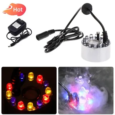 12 LED Ultrasonic Mist Maker Light Fogger Water Fountain Pond W/ Power Adapter • $11.99