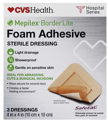 Mepilex Border Lite Foam Adhesive Sterile Dressings 4 In X  4 In • $22.99