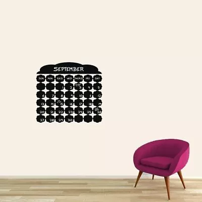 Chalkboard Fancy Calendar Wall Decal - Organizer List Making Kitchen Office  • $35