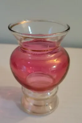 Vintage Cranberry Glass Miniature Bud Vase Glass Gold Rim 3 3/4 Tall Pink Color • $17