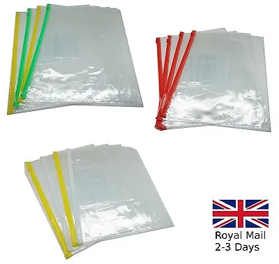 A4/a5/b5 Plastic Clear Wallet Zip & Seal File Folder Waterproof Bags • £2.79