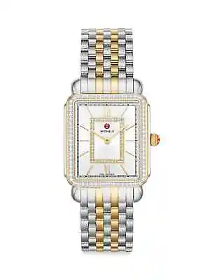 New Michele Deco Ii Diamond Yellow Gold Two-tone & Steel Watch Mww06x000039 • $1395