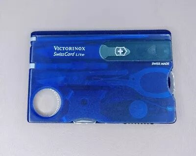 Victorinox Swiss Army SwissCard Lite Multi-Tool W/ Red Light Translucent Blue • $27.99