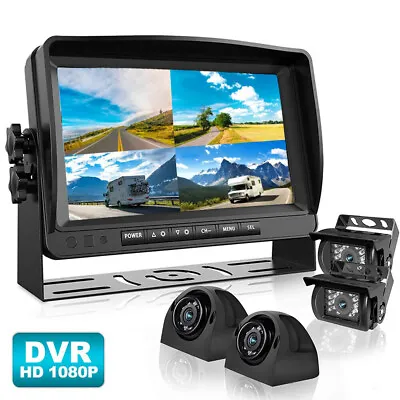 9  Quad Monitor DVR Recorder 4x Side Rear View Backup Camera For Truck Caravan • $179.99