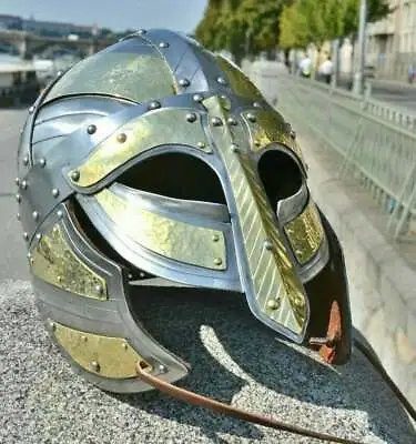 Medieval-helmet-SCA-LARP-Medieval-luxury-writing-Norman-Viking  Medieval-Helm • $119