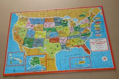 Vintage 1975 United States World Map 2-sided Puzzle Die Cut State Lines Shapes • $29.94