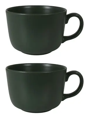 2x 475ml Jumbo Coffee Latte Mug Dark Green Ceramic Alfares • £12.75