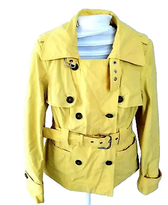 Merona Size Small Yellow Trench Coat Belted Lined Womens Short Lined Safari Rain • $19