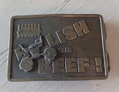 Vintage 1983 Iowa Moor Mans Bullish On Beef Belt Buckle Feed Cow Cattle Pork • $7.99