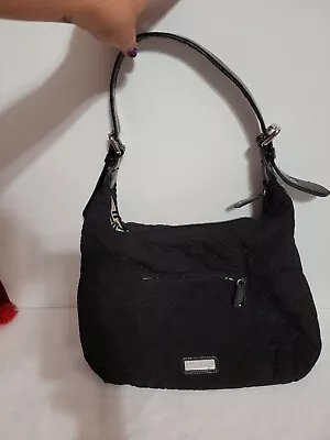 Vera Bradley Black Quilted Microfiber Hobo/Shoulder Bag With Buckle Detail • $23