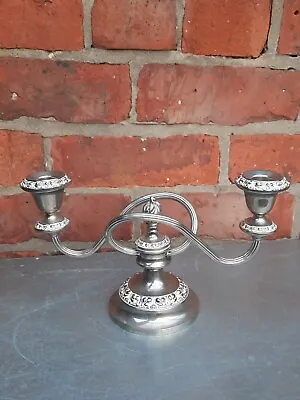 Vintage Ianthe Silver Plate Eternal Flame Double Candlestick Holder • £10