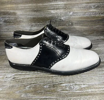 Vintage Footjoy FJ Spikeless Cleatless Golf Shoes Black White Mens US 13 B Rare • $67.25