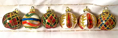 NIB Vintage RARE Giftco Glass Christmas Ornaments Place Card Holders Set Of 6 • $23.52