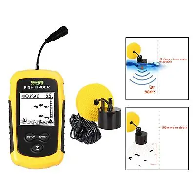 Sonar Depth Sounder Fish  & Transducer 25ft Cable For Boating Fishing • $95.26