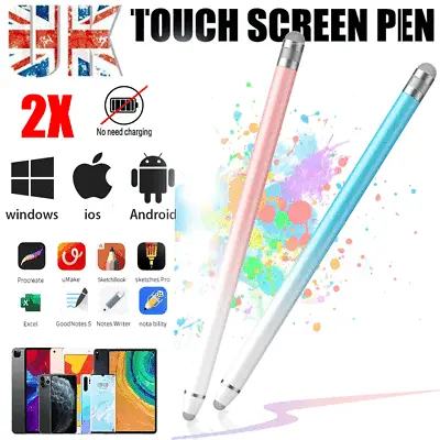 2PC Universal Stylus Pen For IPhone/iPad/Android/Tablets Touch Screen Capacitive • £8.93