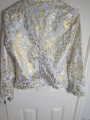 Chico's Women's Metallic Gold Silver Lepard Print Jacket Size 00 Or XXS • $12