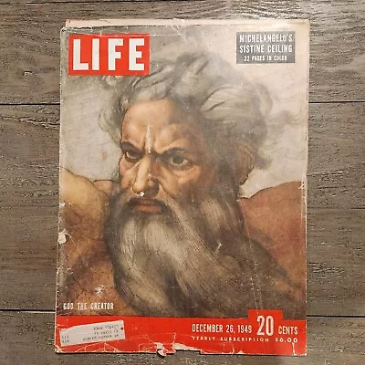 Life Magazine / December 26 1949 / Michelangelo's Sistine Chapel / God Creator • $4.29