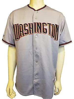 Washington Nationals Jersey Mens 2XL Spellout Sewn Gray Defects Majestic • $49.99