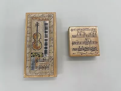2 Rubber Stamps Colorful Music Sheet Music Orchestra Piano Violin Songs • $4.95