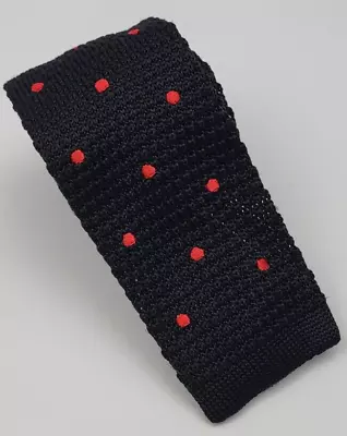 Le Gayle Polyester Knit Tie Black Red Polka Dots Men Trunk Skinny 56 X 2.25 • $9.74