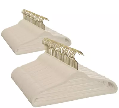 Non-Slip Velvet Clothes Hangers 100 Pack Beige Space Saving • $32.96