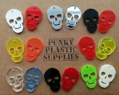 5x Skull Laser Cut Acrylic Charms Cabochons  DIY Jewellery Making Punk/goth • £2