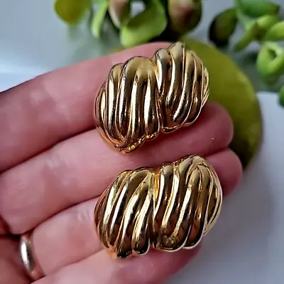 Vintage Estate Givenchy Gold Tone Textured Earrings Clip ON • $35