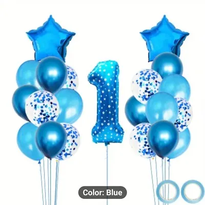 24 Pieces Balloons Blue Number 1 Metallic Confetti Ribbon Rolls • $9