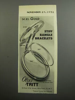 1952 Olga Tritt Stiff Bangle Bracelets Advertisement • $19.99